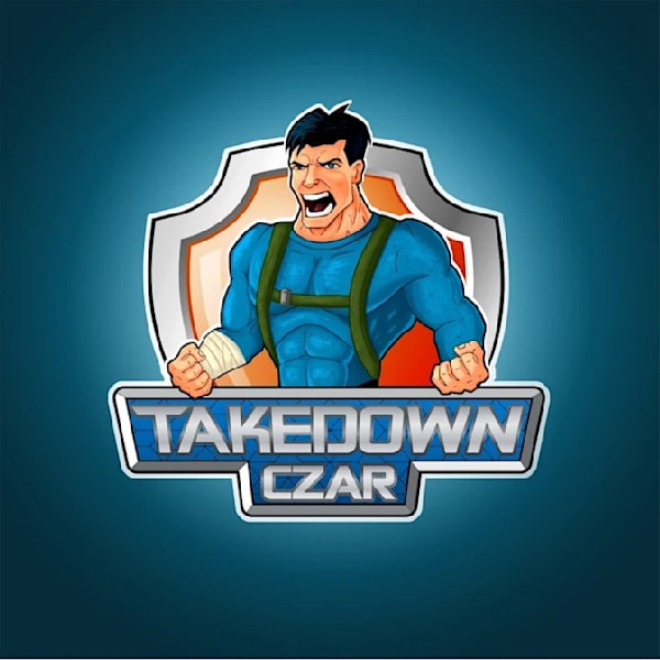 Flexing, roaring man mascot logo