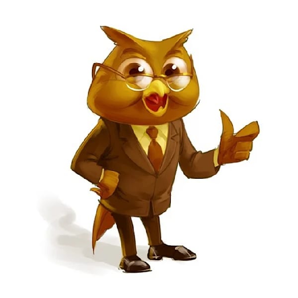 Owl in business attire mascot