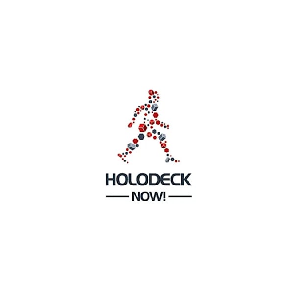 Man made of geometric shapes mascot logo