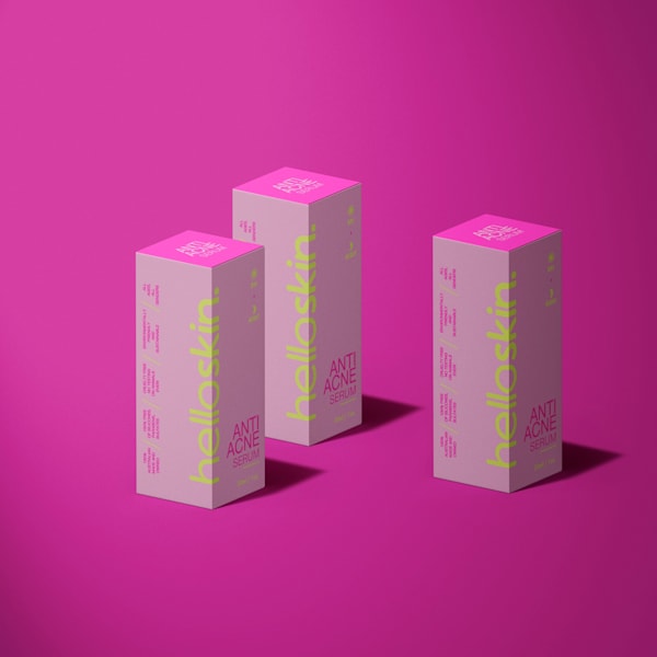 Pink skincare packaging design with yellow text color trend 2025