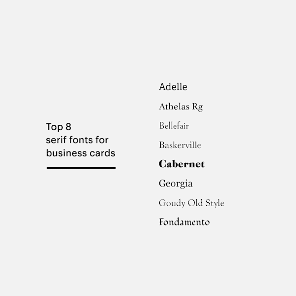8 Serif examples, best fonts for business cards