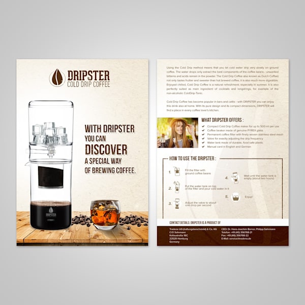 Flyer design for Dripster cold drip coffee