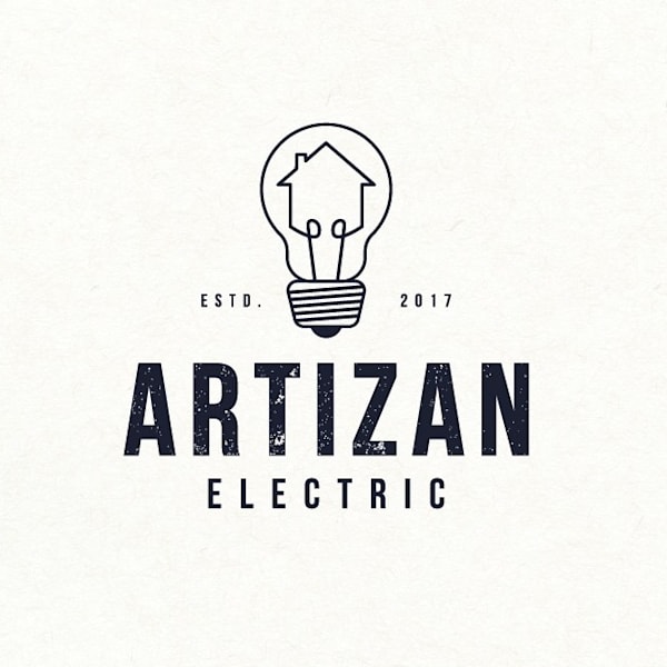 Hand drawn light bulb with a house in the middle for electric company logo