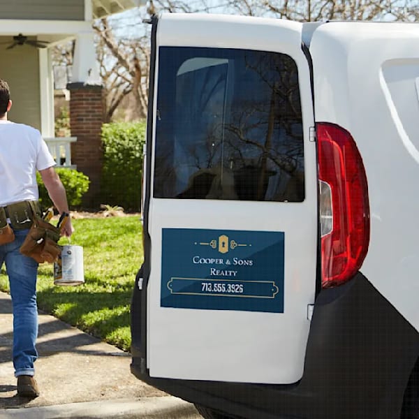 vehicle decal signage for a realty company
