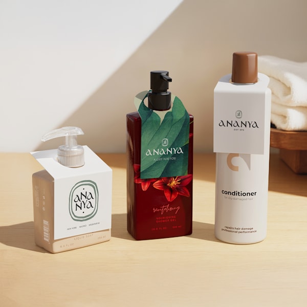 Bottle packaging with custom tag.