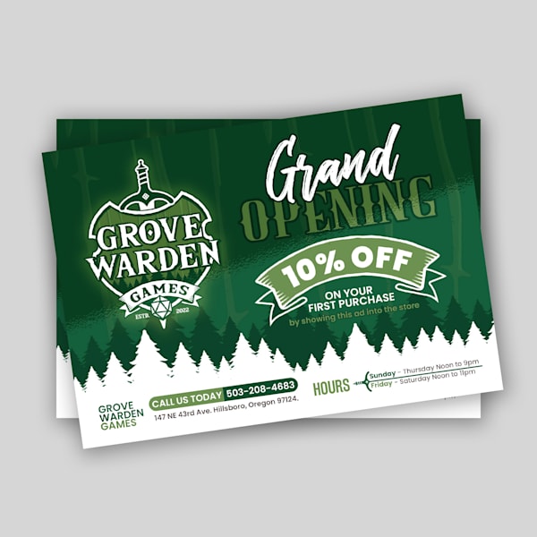 Grand opening announcement postcard marketing
