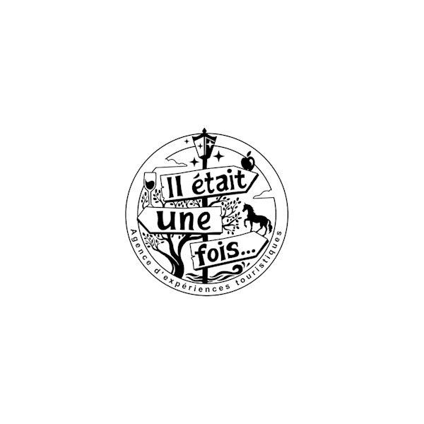 Monochrome signpost stamp surrounded by wildlife