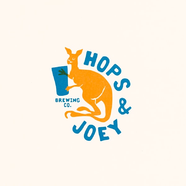 pint-carrying kangaroo mascot logo design