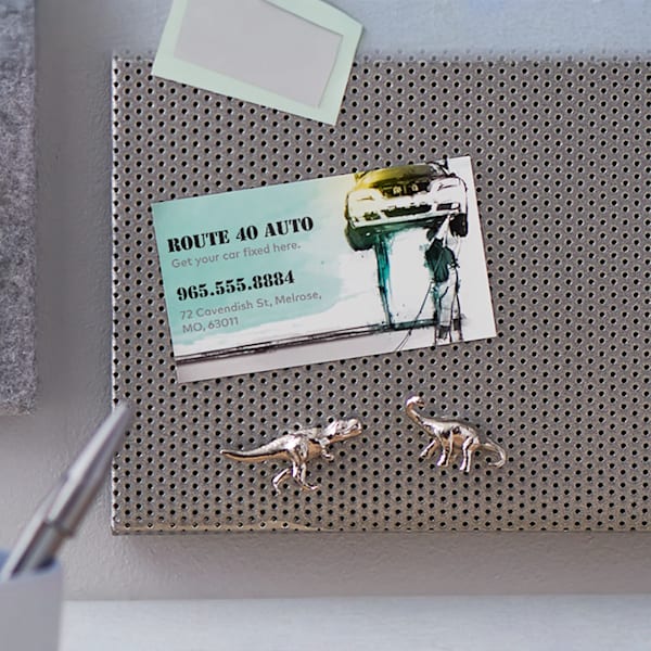 A magnetic business card for a mechanic, business card types