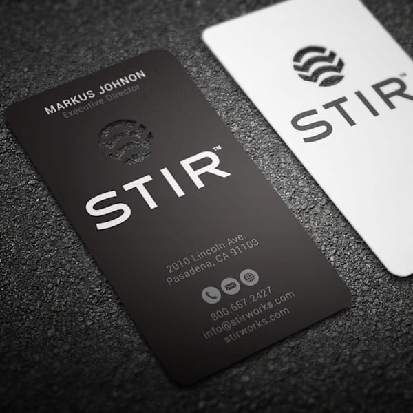 Business card design with cut-out logo