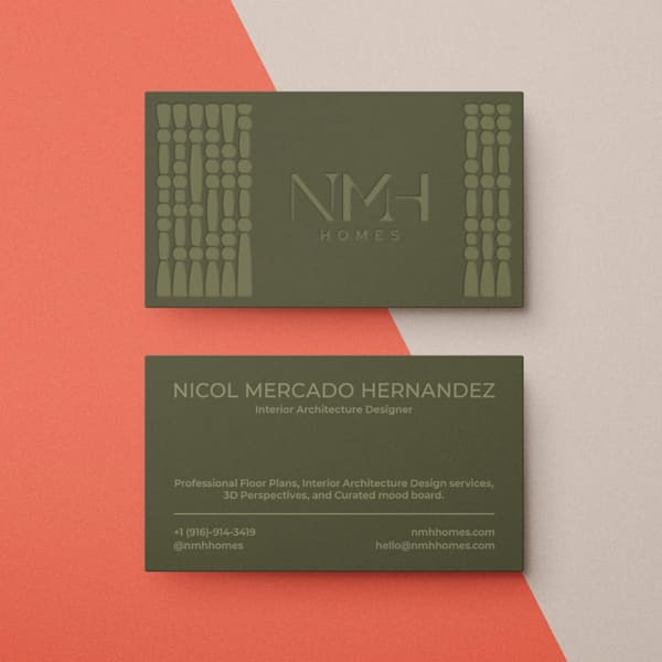 Embossed green business card and logo design