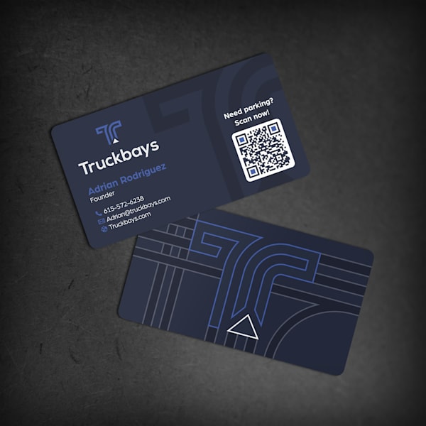 Blueprint business card trends 2026 with a QR code