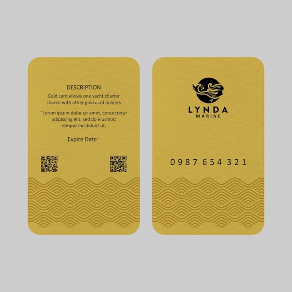 Yellow business card design with a brand-inspired textured pattern