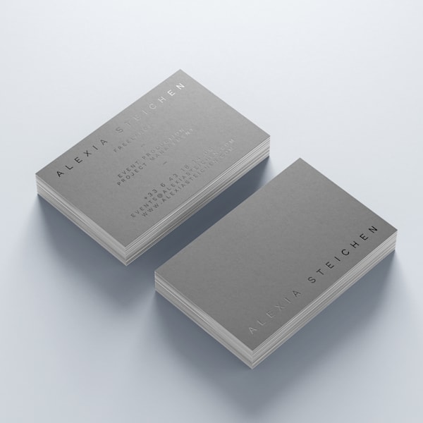 Silver finish on text for a shine on business card