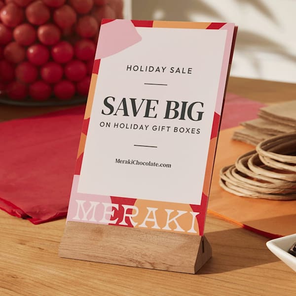 Postcard promoting a holiday sale using white space effectively