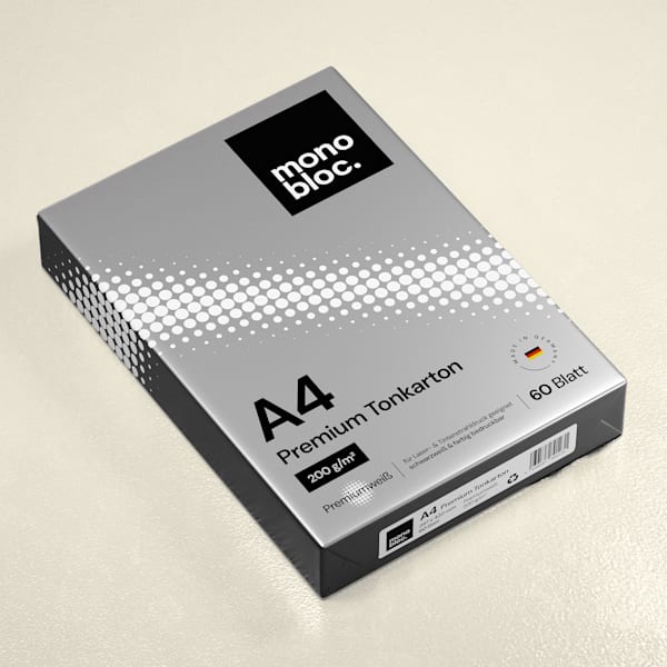 Minimalistic chrome paper block packaging with circular white pattern, an example of the Ultra Clean Industrial graphic design trend 2026