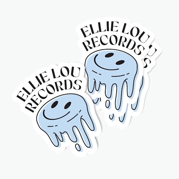 A record brand logo with a melting smiley face illustration branding, branding design examples