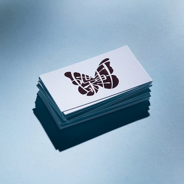 business card with branded logomark