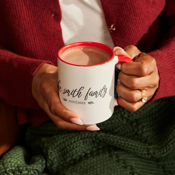 Handwritten family name mug design idea