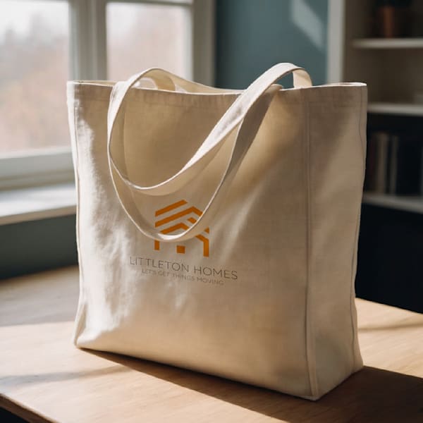 Branded tote bag that features the brand logo and tagline &ldquo;Let&rsquo;s get things moving&rdquo;.