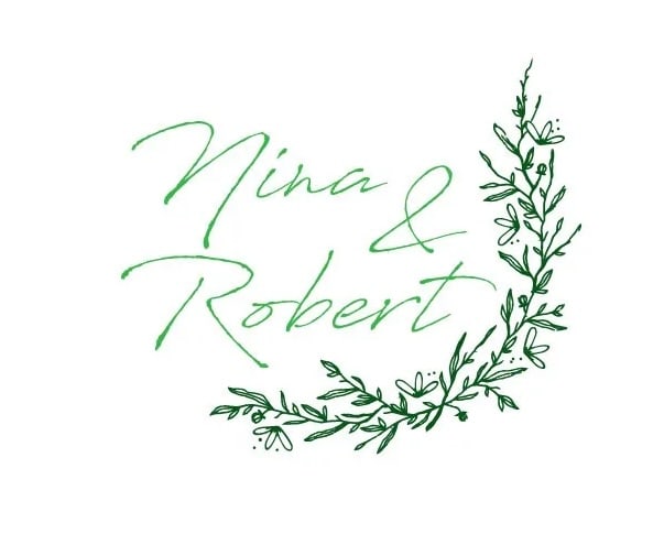 Wedding logo idea with green leaves