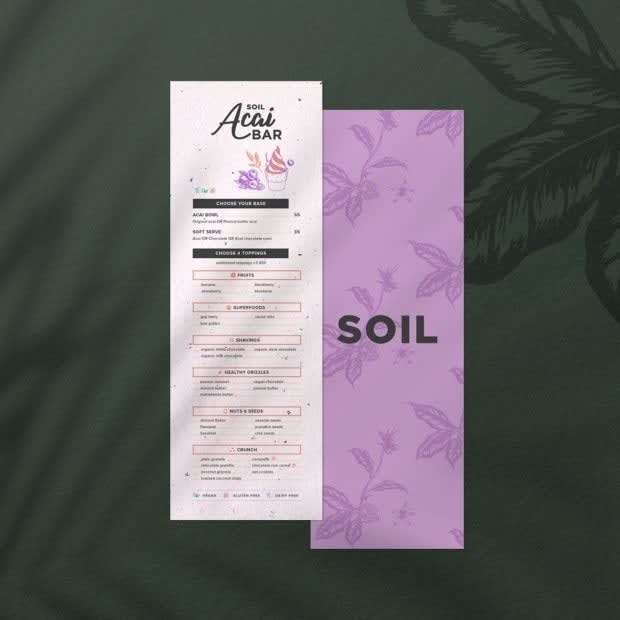modern acai restaurant menu design
