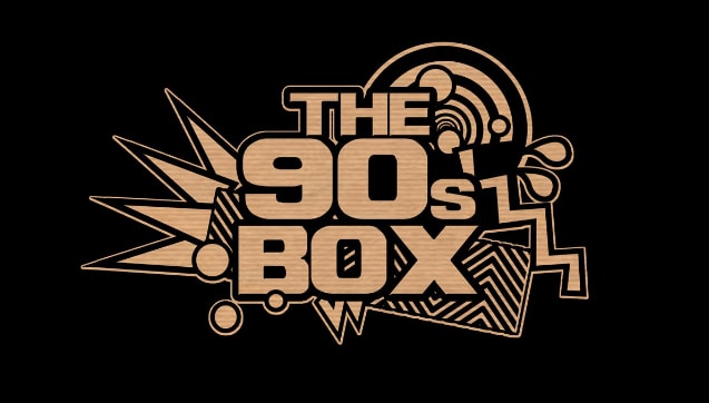 A product box designed in a 90s style with callouts and patterns