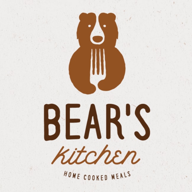 Logo color meaning: brown logo design for Bear's Kitchen