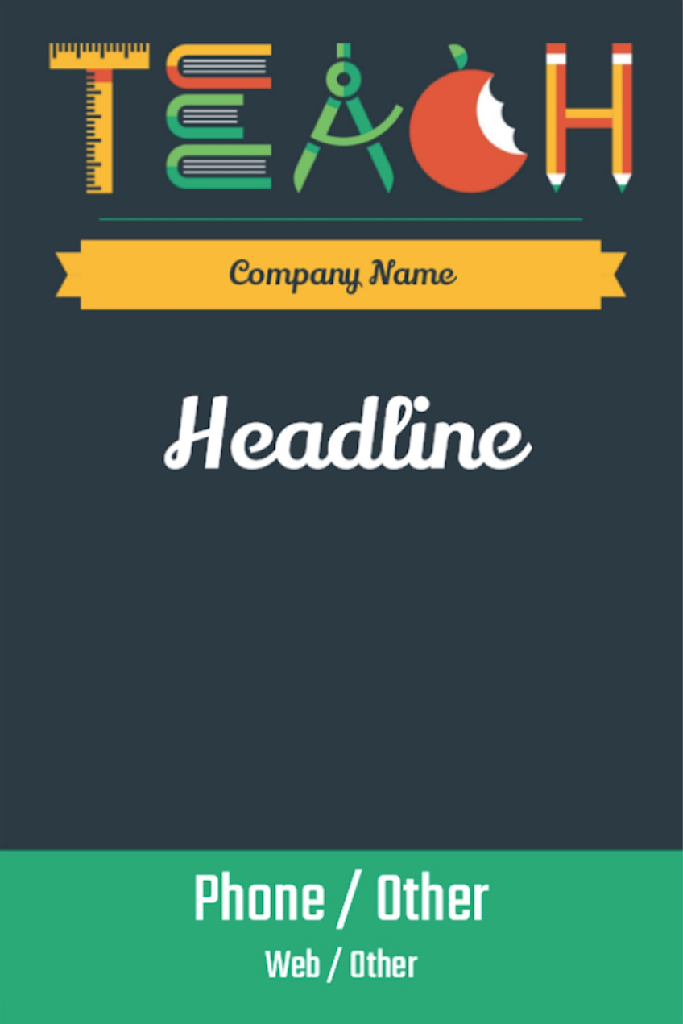 A children’s educational poster template featuring school supplies as letters