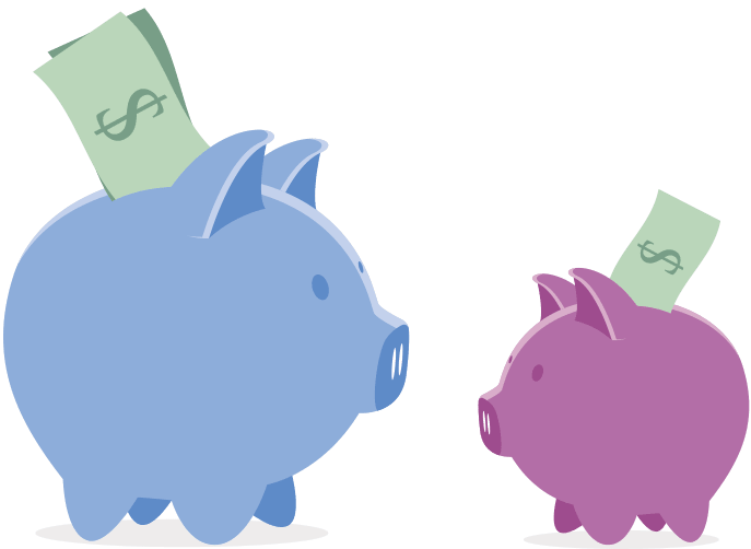 blue and pink piggy banks