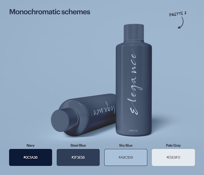 Navy, steel blue, sky blue and pale gray colors.