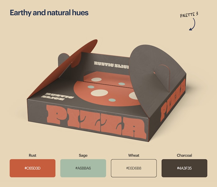 Rust, sage, wheat and charcoal colors