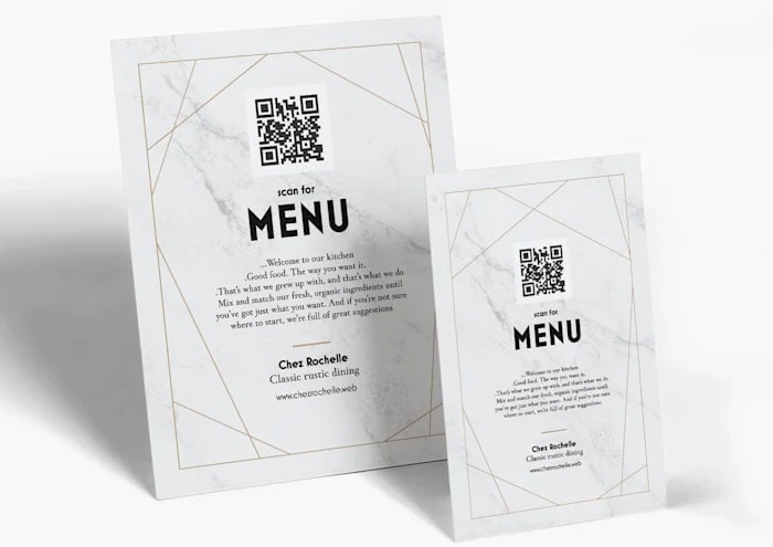 Tabletop tile with a QR code to access menu