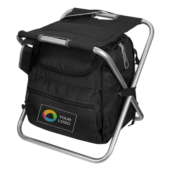 A black cooler bag with a seat on top.