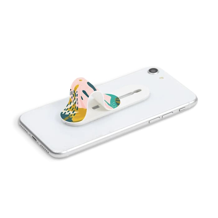 A finger strap attached to a phone