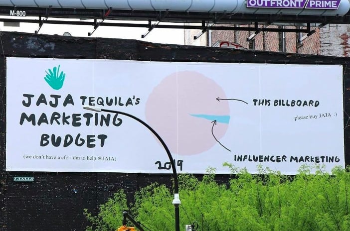 Gen Z marketing billboard campaign to promote JAJA Tequila