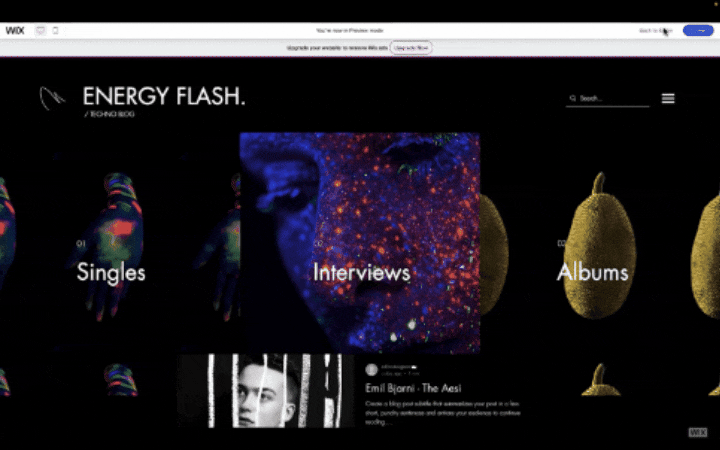 GIF of a website header customized with an animated logo
