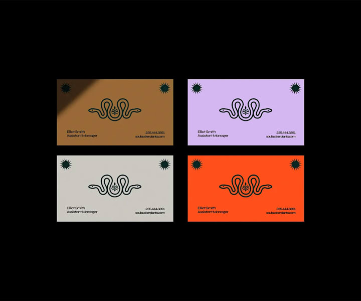 Plant shop business card design in four colorways