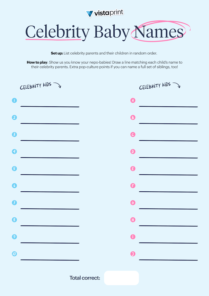 celebrity baby names baby shower games printable