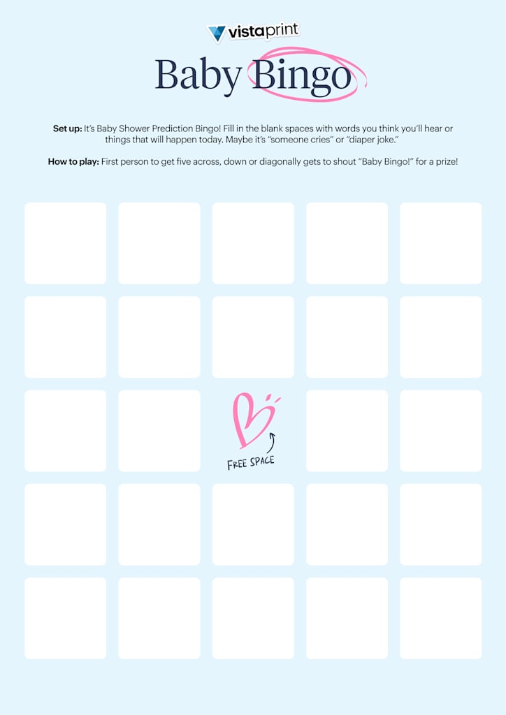 baby bingo printable baby shower games