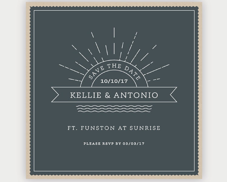 Beach wedding logo on a save the date