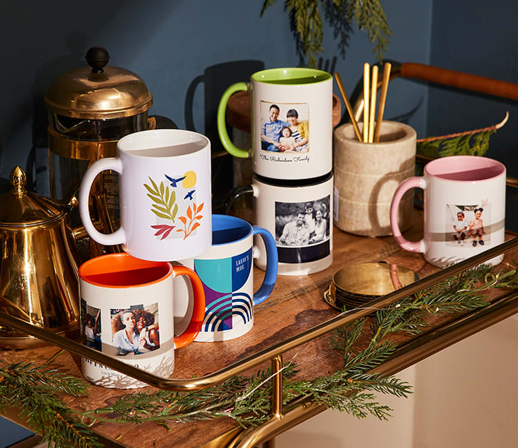 Selection of custom mugs of various colors