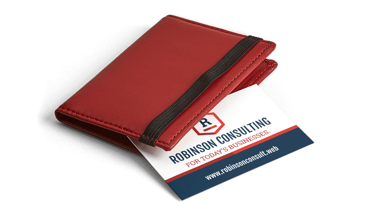 standard size business card with red business card holder