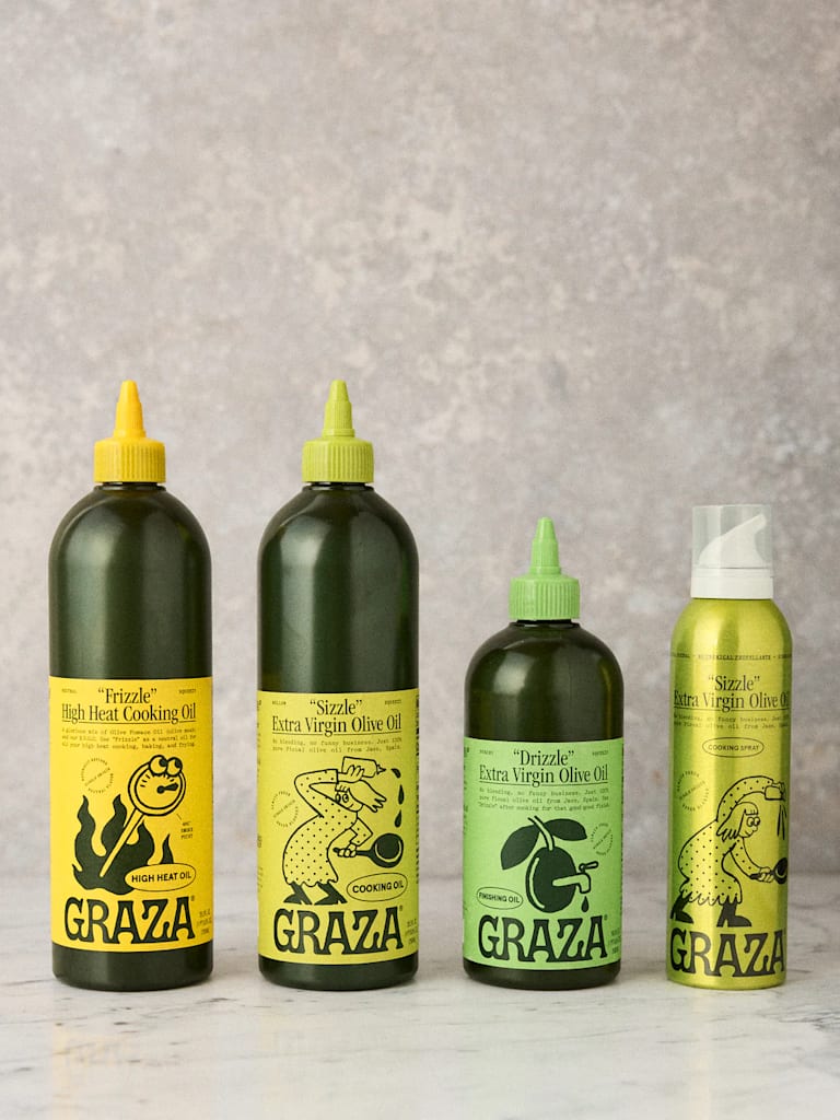 Example of creative packaging design from an olive oil brand Graza