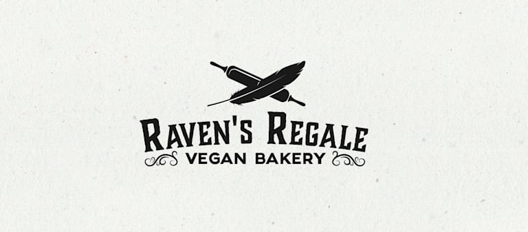 Black logo for Raven's Regale vegan bakery
