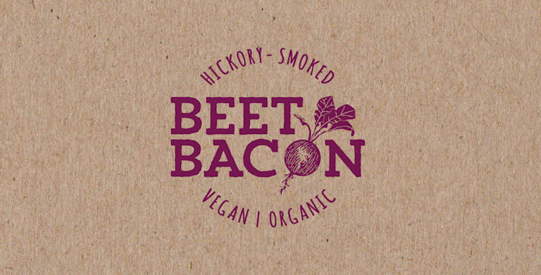brown and purple logo for beet bacon