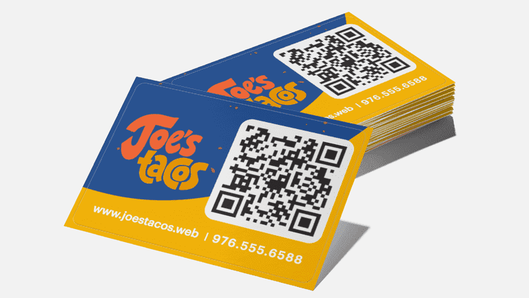Branded business card with a QR code