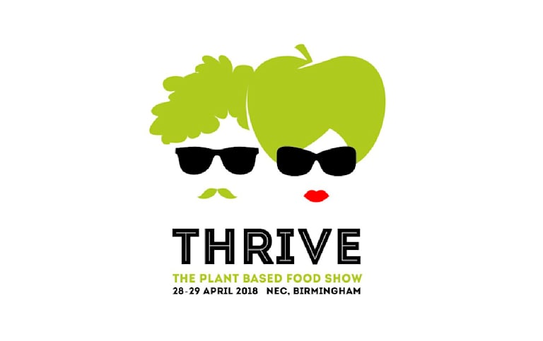 Man and woman with green hair logo for vegan food show