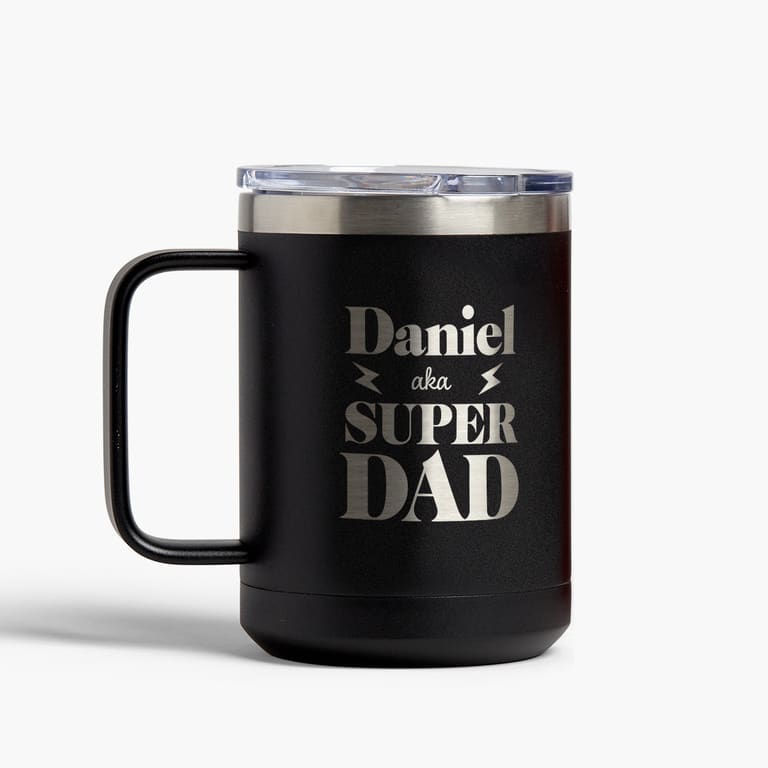 50th birthday gift idea: Personalized travel mug for those that are always on the go
