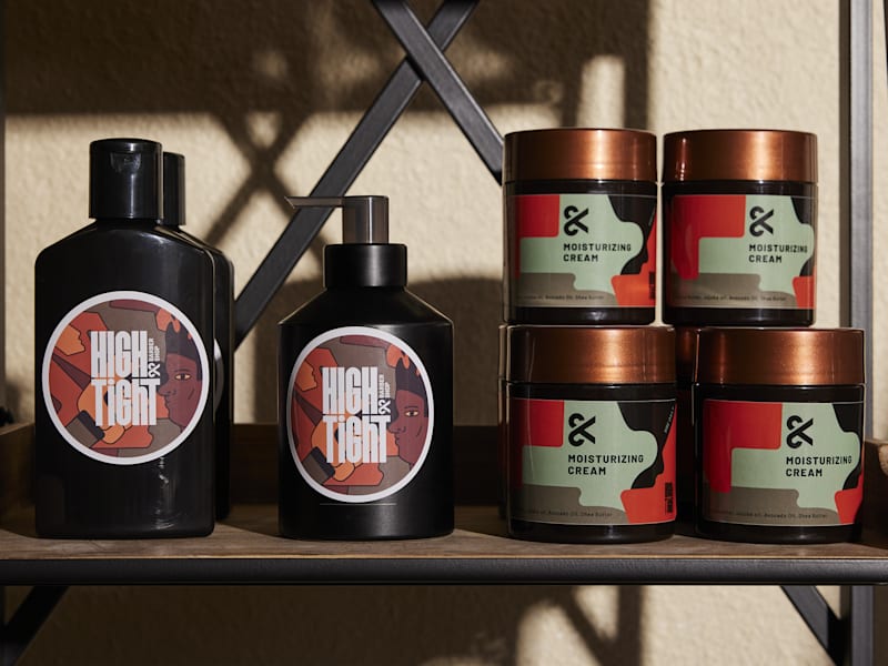 Types of labels example on cosmetic product packaging with custom branded jars and bottles